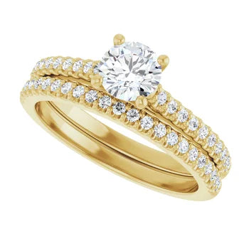 14K White 5.2 mm Round Engagement Ring Mounting