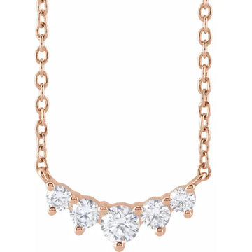 Diamond Graduated 5 Stone Pendant Necklace 1/3CTW 18 Inches