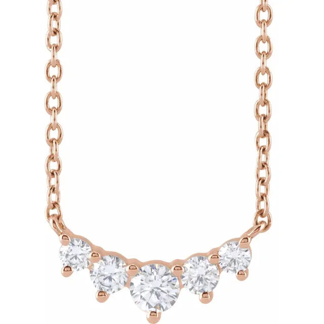 Diamond Graduated 5 Stone Pendant Necklace 1/3CTW 18 Inches