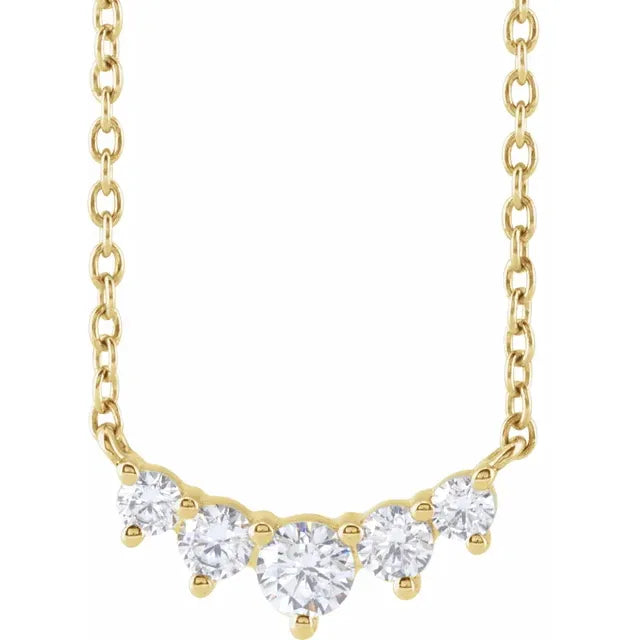 Diamond Graduated 5 Stone Pendant Necklace 1/3CTW 18 Inches