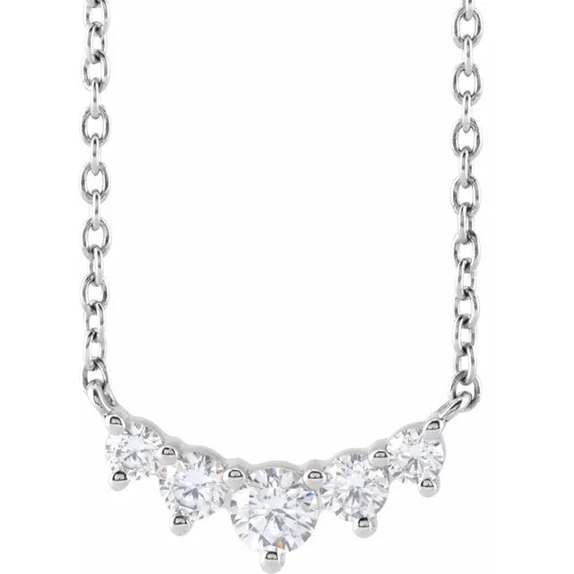 Diamond Graduated 5 Stone Pendant Necklace 1/3CTW 18 Inches
