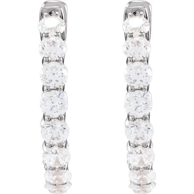 14K 2 1/5 CTW Natural Diamond Inside-Outside 19.7 mm Hoop Earrings