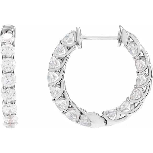 14K 2 1/5 CTW Natural Diamond Inside-Outside 19.7 mm Hoop Earrings