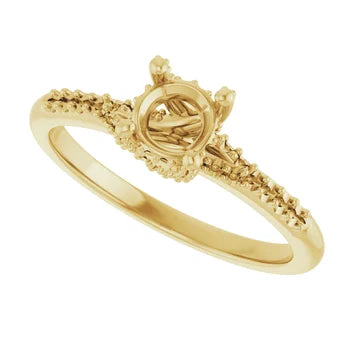 14K Yellow 5.2 mm Round Engagement Ring Mounting