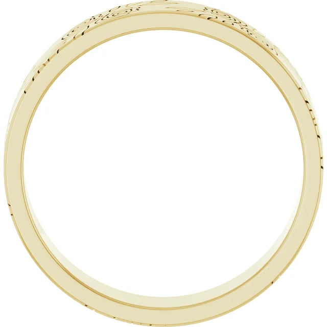 Roses and Leaves Engraved Band Ring