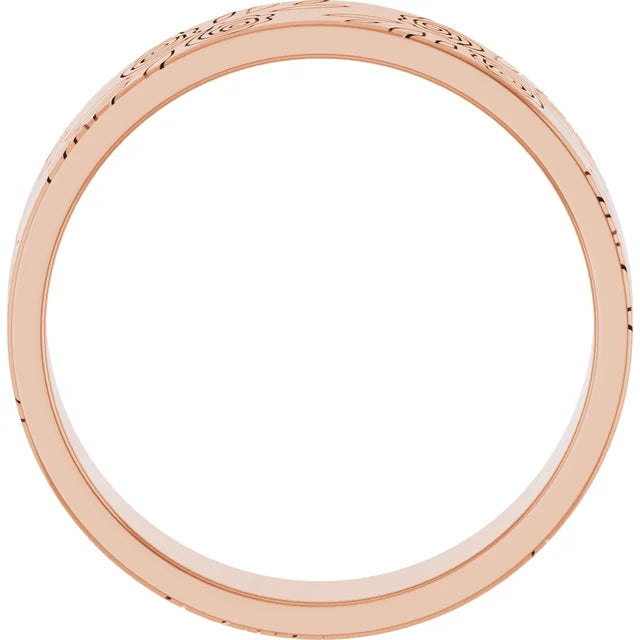 Roses and Leaves Engraved Band Ring