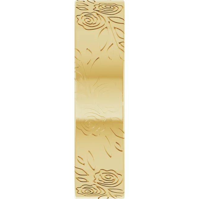 Roses and Leaves Engraved Band Ring