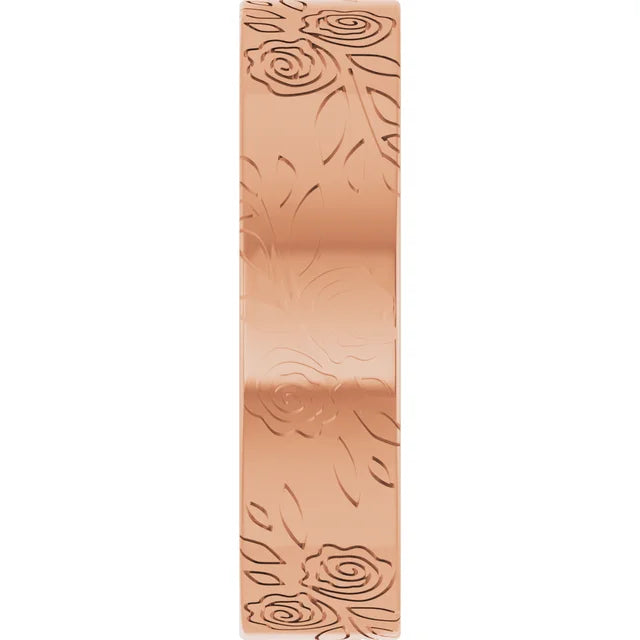 Roses and Leaves Engraved Band Ring