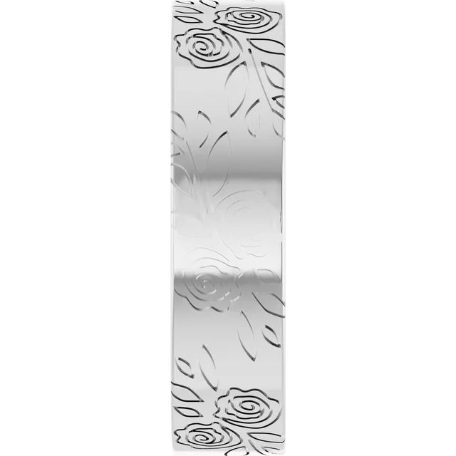 Roses and Leaves Engraved Band Ring