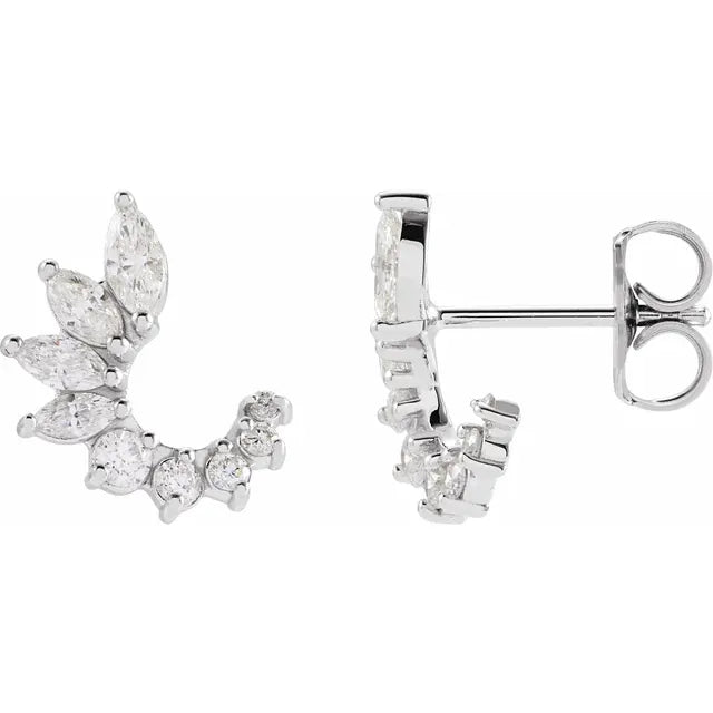 Diamond Graduated Burst Front-Back Hoop Earrings