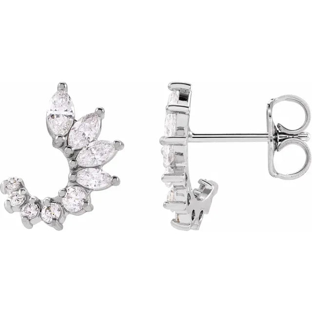 14K 1/2 CTW Natural Diamond Front-Back Earrings