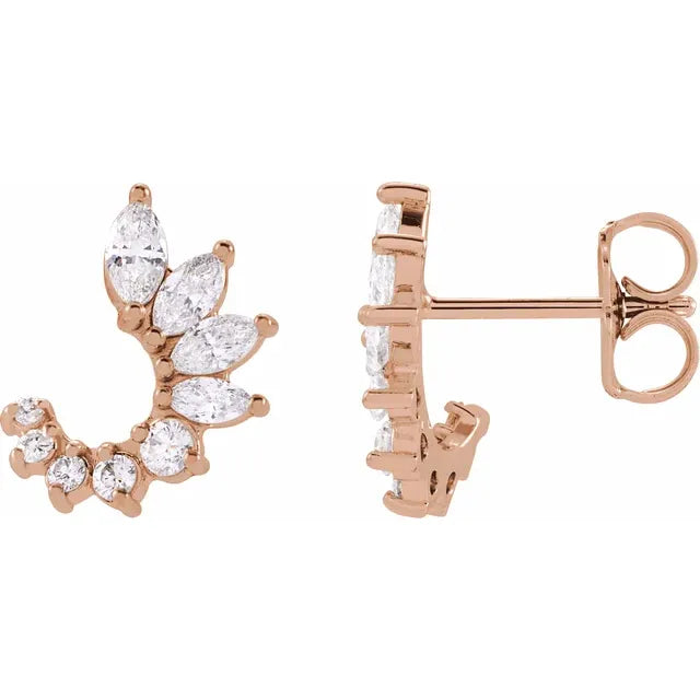 Diamond Graduated Burst Front-Back Hoop Earrings