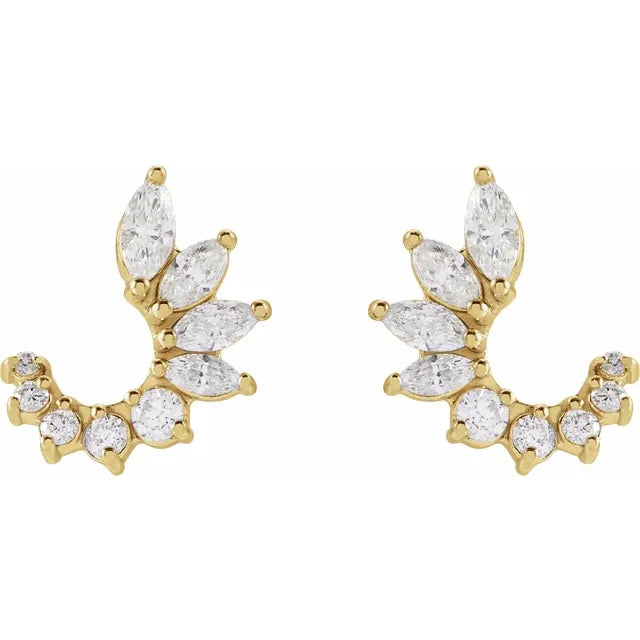 14K 1/2 CTW Natural Diamond Front-Back Earrings