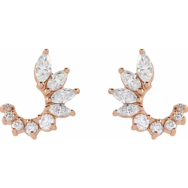 14K 1/2 CTW Natural Diamond Front-Back Earrings