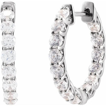 14K 2 1/5 CTW Natural Diamond Inside-Outside 19.7 mm Hoop Earrings