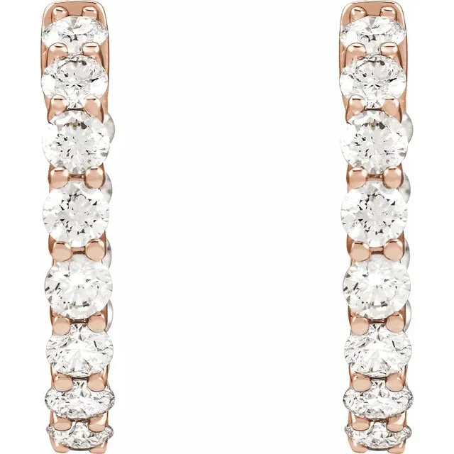 14K 2 1/5 CTW Natural Diamond Inside-Outside 19.7 mm Hoop Earrings