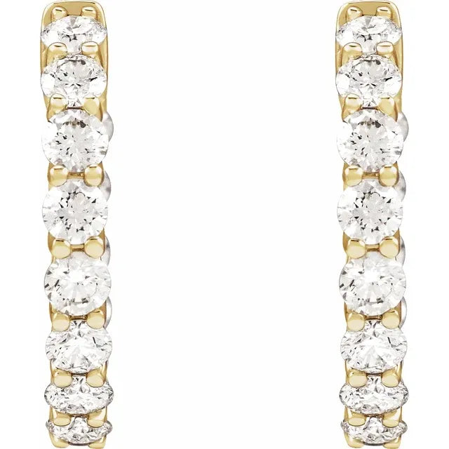 14K 2 1/5 CTW Natural Diamond Inside-Outside 19.7 mm Hoop Earrings