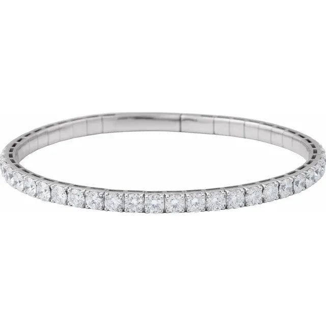 14K 1 CTW Natural Diamond Flexible Bangle 7" Bracelet