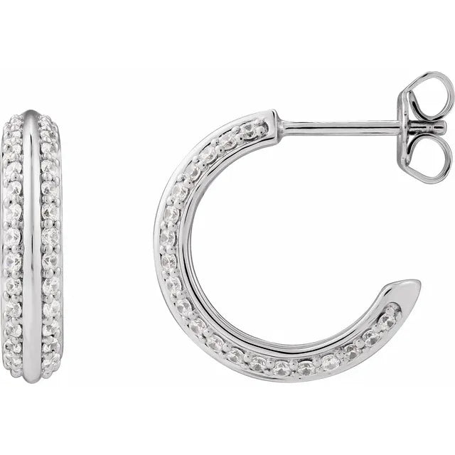 14K 5/8 CTW Natural Diamond Hoop Earrings