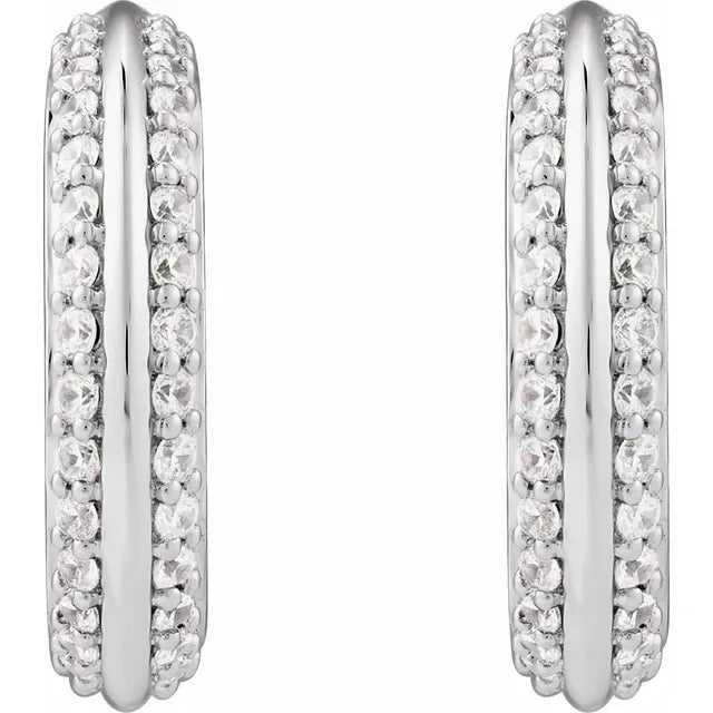 14K 5/8 CTW Natural Diamond Hoop Earrings