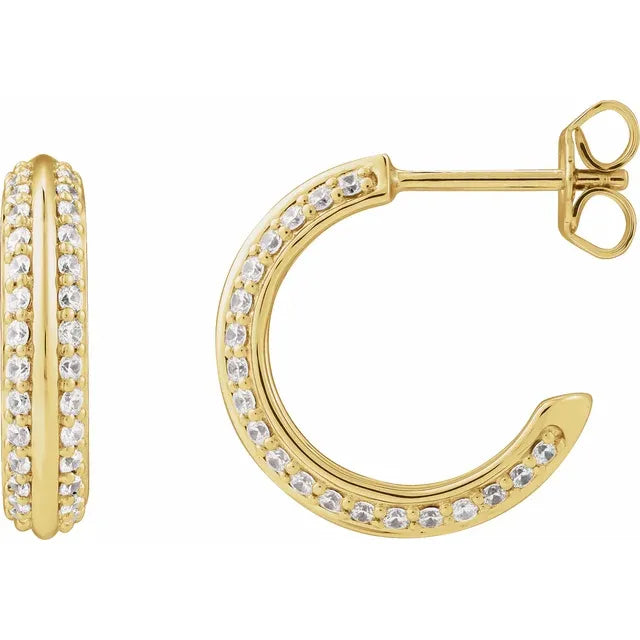 14K 5/8 CTW Natural Diamond Hoop Earrings