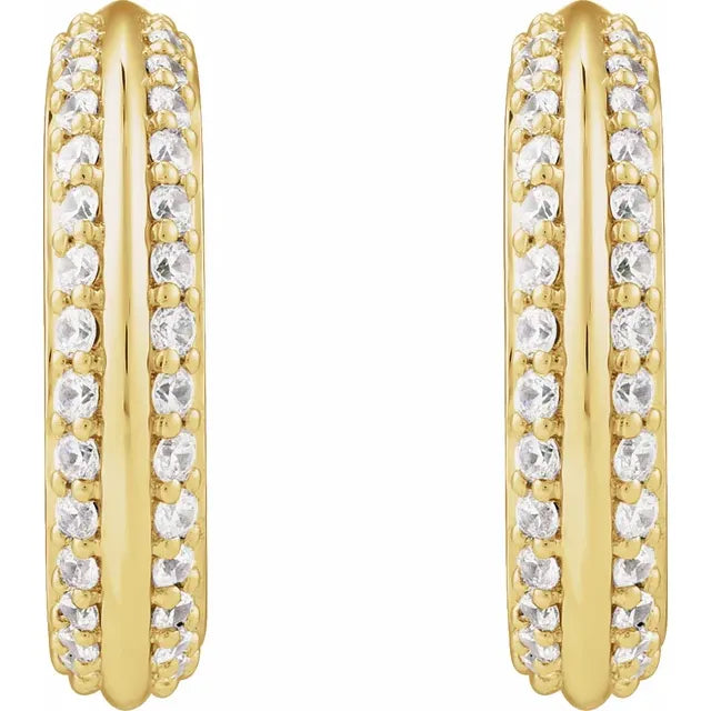 14K 5/8 CTW Natural Diamond Hoop Earrings
