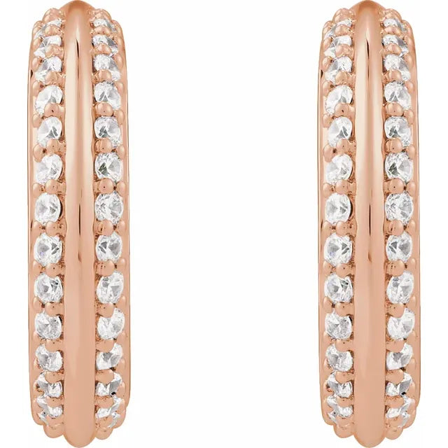 14K 5/8 CTW Natural Diamond Hoop Earrings