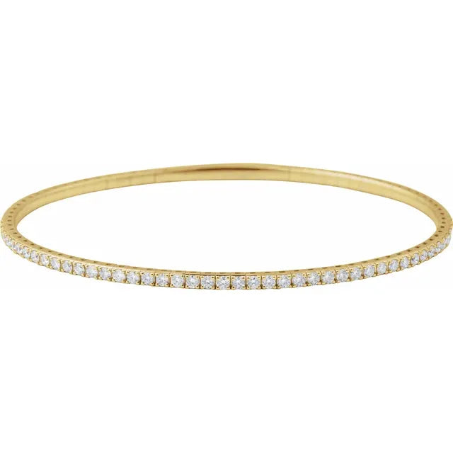 14K 1 CTW Natural Diamond Flexible Bangle 7" Bracelet