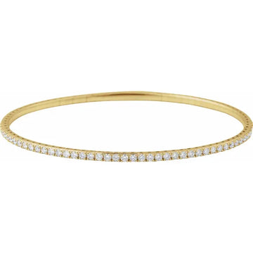 14K 1 CTW Natural Diamond Flexible Bangle 7" Bracelet
