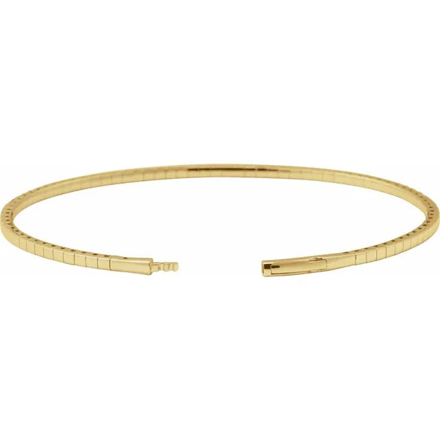 14K 1 CTW Natural Diamond Flexible Bangle 7" Bracelet