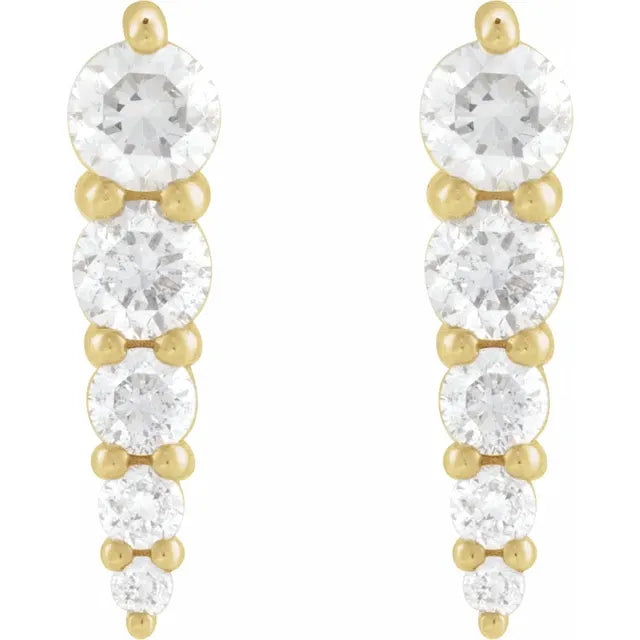14K 1/2 CTW Natural Diamond Graduated Bar Earrings