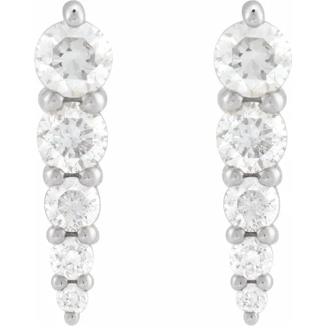 14K 1/2 CTW Natural Diamond Graduated Bar Earrings