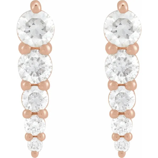 14K 1/2 CTW Natural Diamond Graduated Bar Earrings