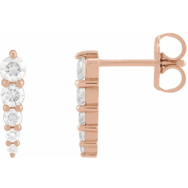 14K 1/2 CTW Natural Diamond Graduated Bar Earrings