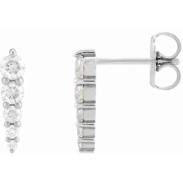 14K 1/2 CTW Natural Diamond Graduated Bar Earrings