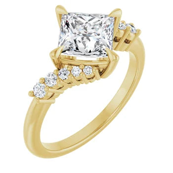 14K Yellow 4.5x4.5 mm Square Engagement Ring Mounting