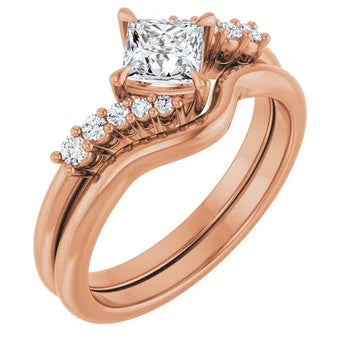 14K Yellow 4.5x4.5 mm Square Engagement Ring Mounting