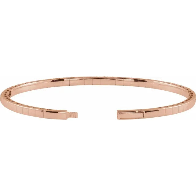 14K 1 CTW Natural Diamond Flexible Bangle 7" Bracelet