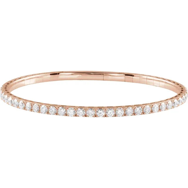14K 1 CTW Natural Diamond Flexible Bangle 7" Bracelet