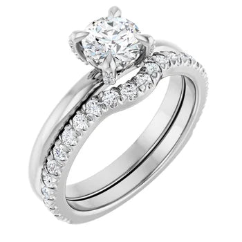 14K White 5.5 mm Round Engagement Ring Mounting