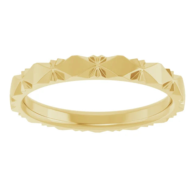Bright Cut Starburst Band Ring