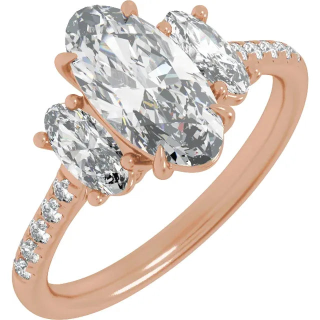 14K Yellow 2 3/4 CTW Lab-Grown Diamond Three-Stone Engagement Ring