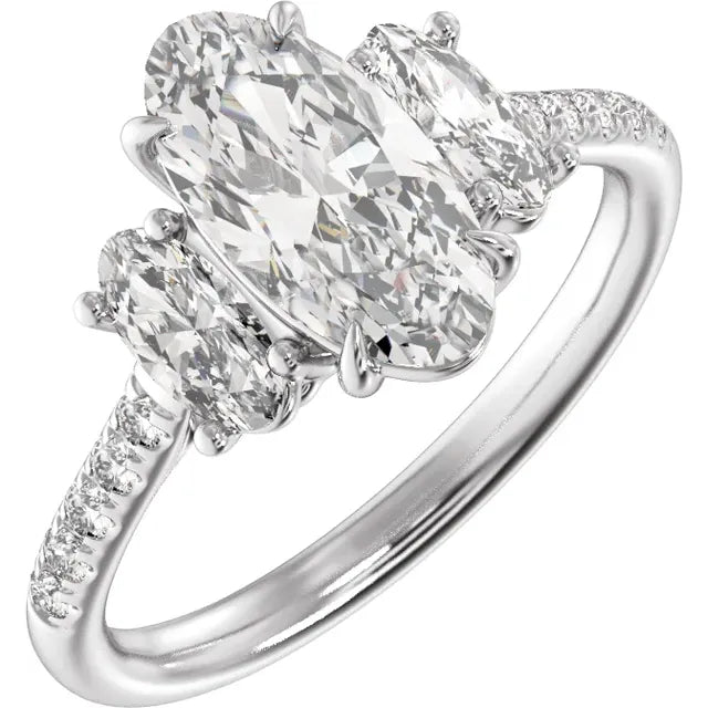 14K Yellow 2 3/4 CTW Lab-Grown Diamond Three-Stone Engagement Ring