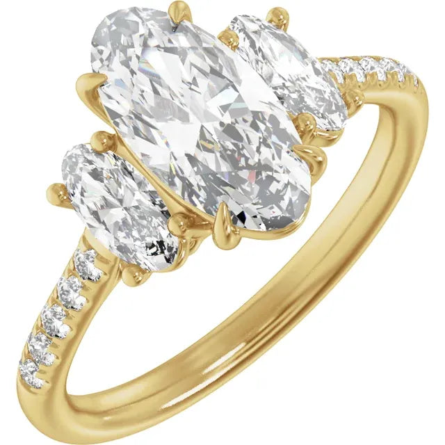 14K Yellow 2 3/4 CTW Lab-Grown Diamond Three-Stone Engagement Ring