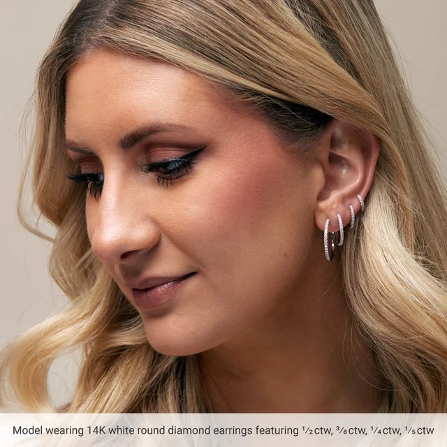 Diamond Hoop Huggie Earrings