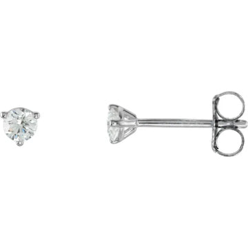 Diamond Solitaire 3 Prong Martini Stud Earrings 1/5CTW