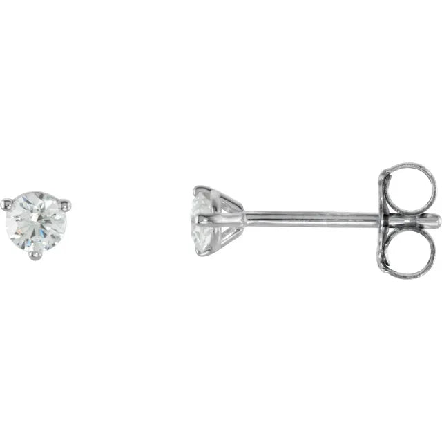 Diamond Solitaire 3 Prong Martini Stud Earrings 1/5CTW