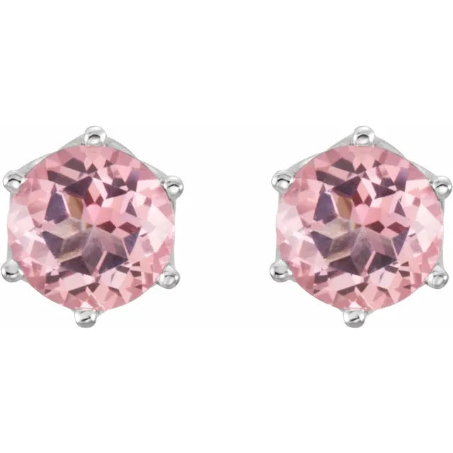 Sculptural Swirl Detail 6 Claw Prong Solitaire Stud Earrings