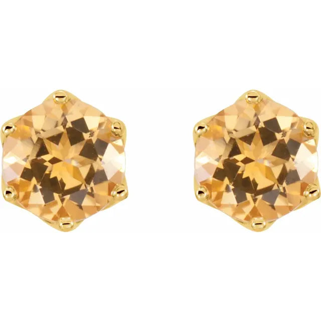 Sculptural Swirl Detail 6 Claw Prong Solitaire Stud Earrings
