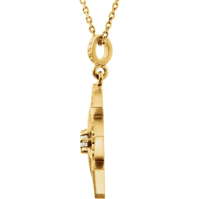 Diamond Vintage Milgrain and Starburst Pendant Necklace 1/6CTW 18 Inches